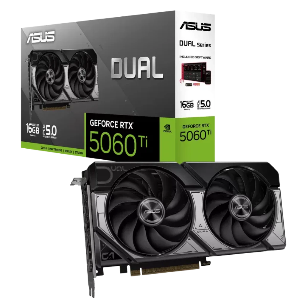 ASUS Dual RTX 5060 Ti OC 16GB con doble ventilador Axial-tech