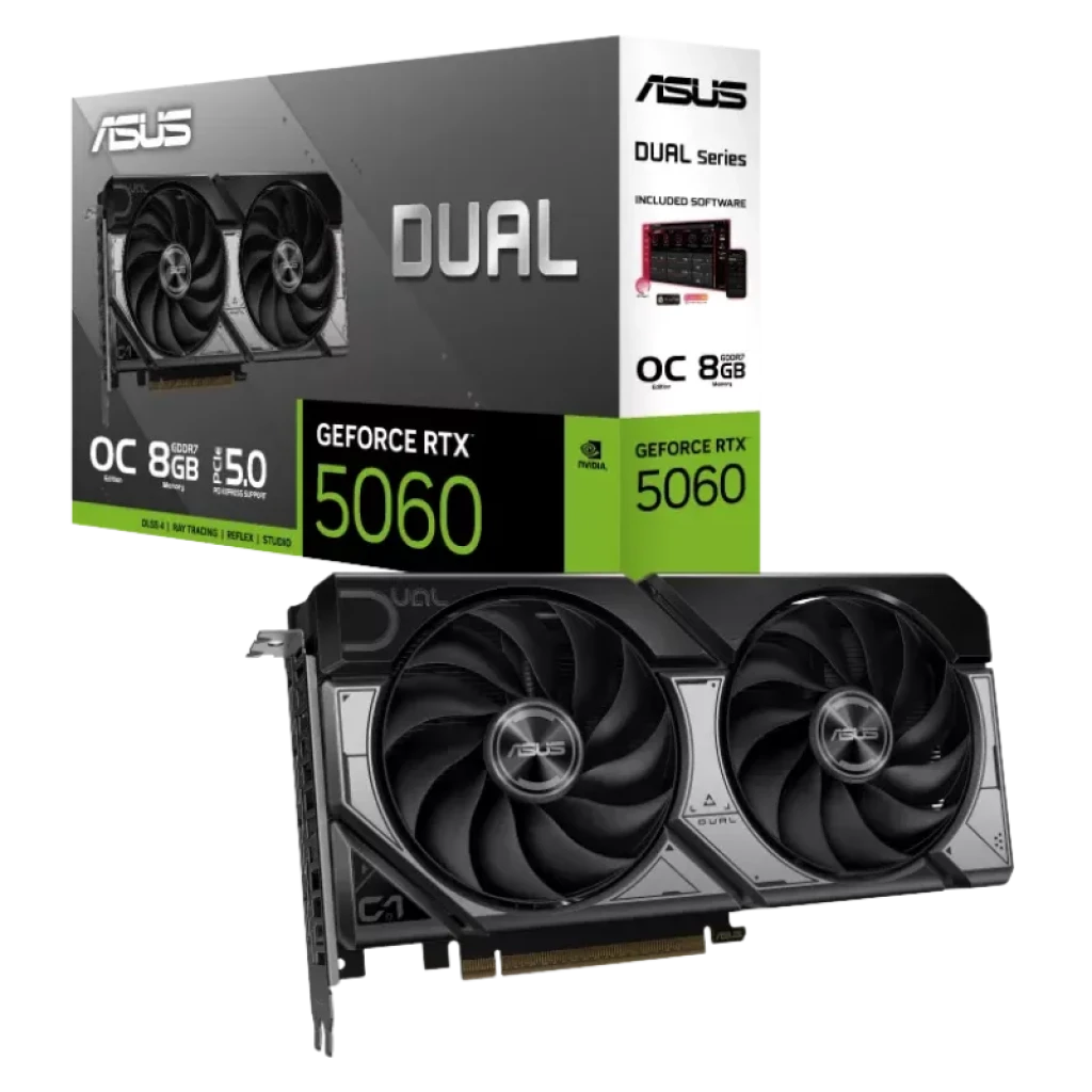 Tarjeta gráfica ASUS Dual GeForce RTX 5060 8GB GDDR7 con ventiladores Axial-tech