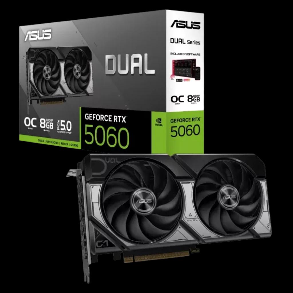 Carte graphique ASUS Dual GeForce RTX 5060 8 Go GDDR7 avec ventilateurs Axial-tech