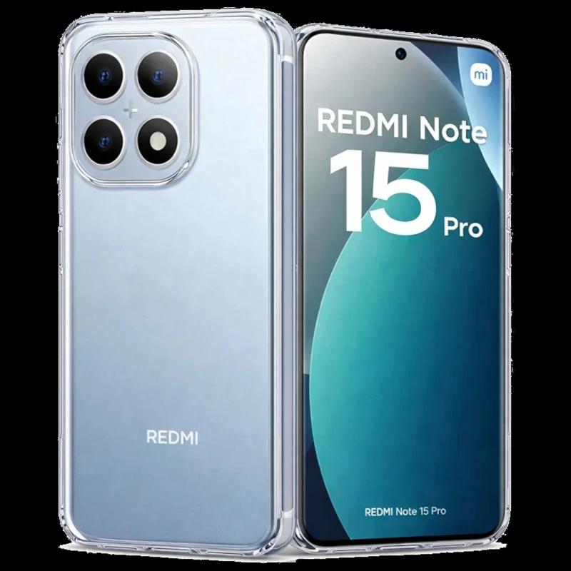 Capa protetora premium para Xiaomi Redmi Note 15 Pro 5G em acrílico transparente, antiamarelamento, bordas reforçadas, recortes precisos para câmera dupla e botões alinhados