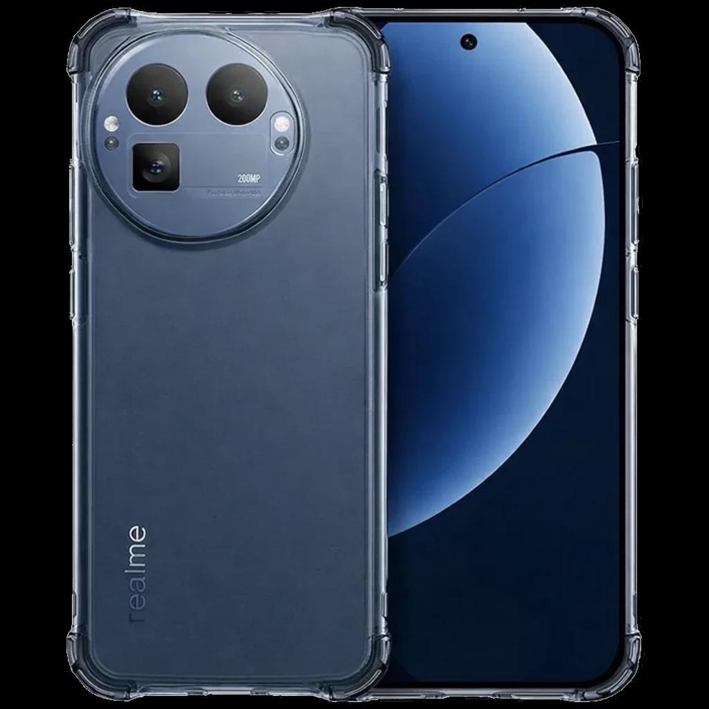 Funda de silicona para Realme GT 8 Pro 5G transparente con bordes reforzados, esquinas antiimpacto, recortes precisos y protección de cámara elevada