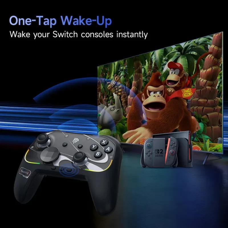EasySMX S10 Switch Gamepad Noir avec anneaux LED, sticks asymétriques, grips ergonomiques, boutons ABXY contrastés et vibration HD pour Switch 2