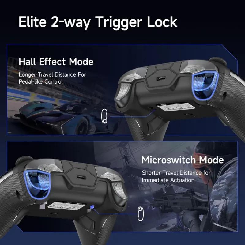 EasySMX D10 PC Negro con gatillos bloqueables 2 vías, dos modos: Hall Effect de recorrido largo y Microswitch de recorrido corto para respuesta inmediata