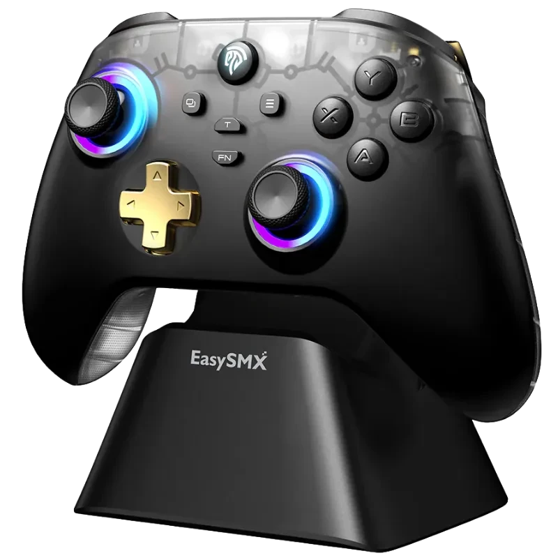 EasySMX D05 PC Noir - Manette multi-plateforme avec socle de recharge, joysticks à effet Hall et gâchettes
