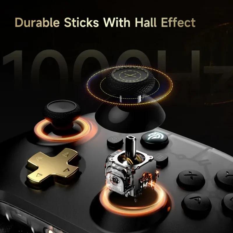 EasySMX D05 PC Noir avec socle de charge, joysticks à effet Hall durables, gâchettes, croix dorée et rétroéclairage orange, taux de polling 1000 Hz