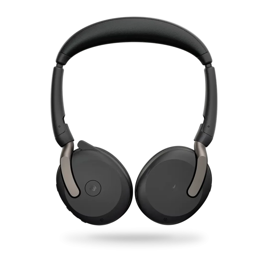 Auriculares Jabra Evolve2 65 Flex USB-A UC estéreo, diseño plegable on-ear en negro mate con diadema acolchada y copas ovaladas minimalistas