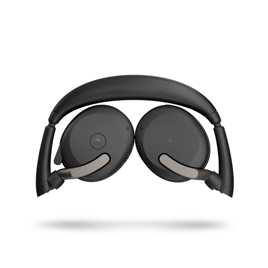 Jabra Evolve2 65 Flex USB-A UC Estéreo + Base de Carga: auriculares inalámbricos negros plegados, diadema acolchada y copas ovaladas con bisagras compactas