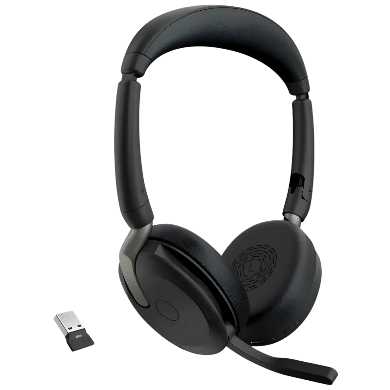 Jabra Evolve2 65 Flex UC Stereo - Auriculares PC alámbrico e inalámbrico para oficina con Cancelación de ruido