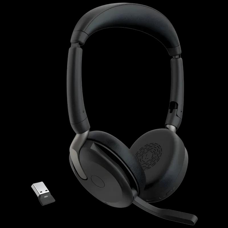 Jabra Evolve2 65 Flex UC Stereo - Casque filaire et sans fil pour PC destiné au bureau, avec réduction du bruit