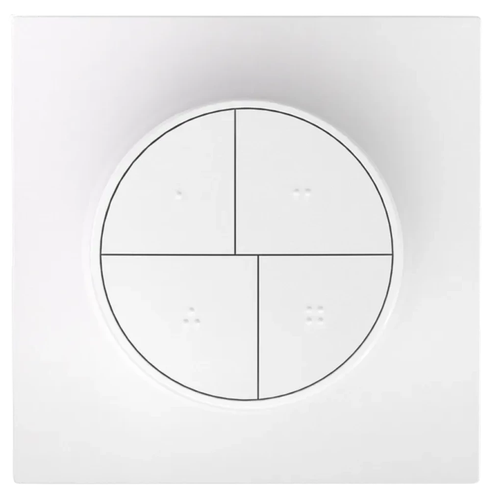 Sonoff SNZB-01M Smart Wireless ZigBee - Interruptor inteligente 4 en 1 en pared, diseño cuadrado blanco con botón circular dividido en 4 secciones táctiles