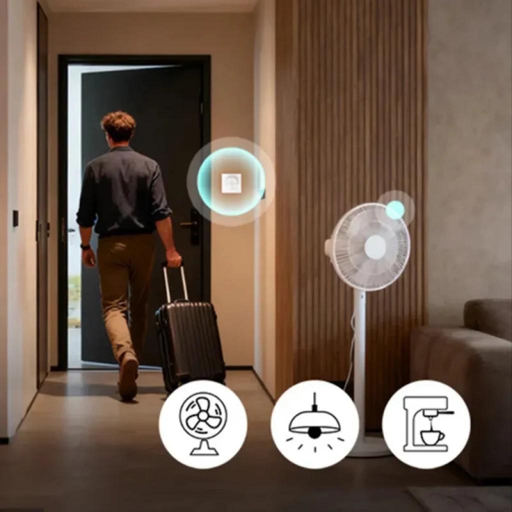 Sonoff SNZB-01M Smart Wireless ZigBee interruptor 4 en 1 montado en pared, activa luces, ventilador y cafetera con toque; diseño minimalista y compacto