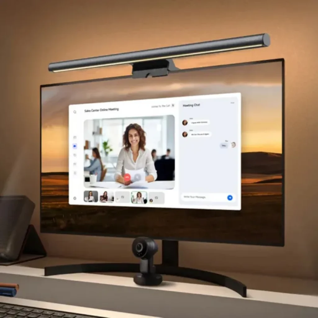 Yeelight Aries: barra de luz para monitor en color negro, 250 lúmenes, CRI Ra95, temperatura ajustable 2700 K a 6500 K, montaje superior compacto