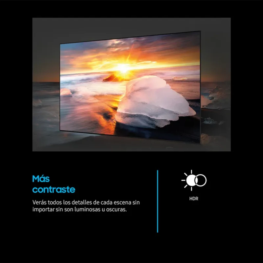 Samsung TU27F6005FK 27 pulgadas, pantalla negra de biseles finos con imagen HDR de alto contraste, escena de atardecer vibrante con blancos y negros definidos