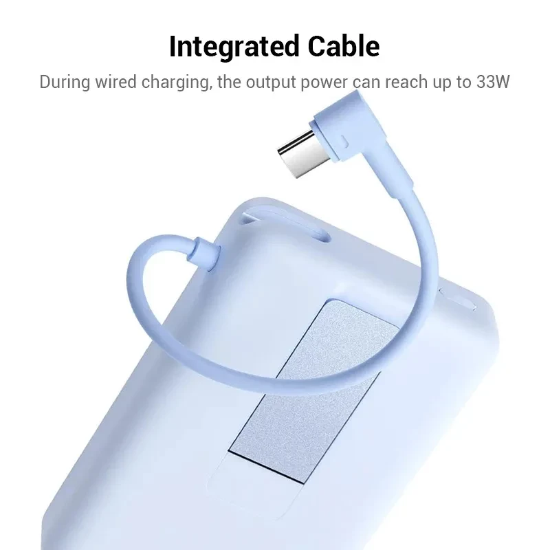 Xiaomi Magnetic Power Bank 10000 33W Azul con Soporte Integrado, cable USB-C integrado, carga rápida 33W, diseño magnético y soporte plegable