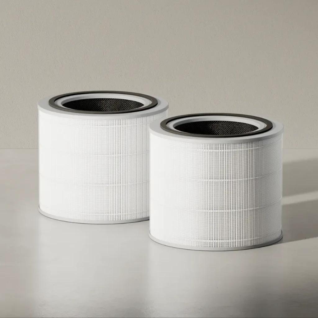 Filtro para Purificador de Ar Mijia Smart Air Purifier Max: cartucho cilíndrico branco, malha fina, núcleo preto, design duplo
