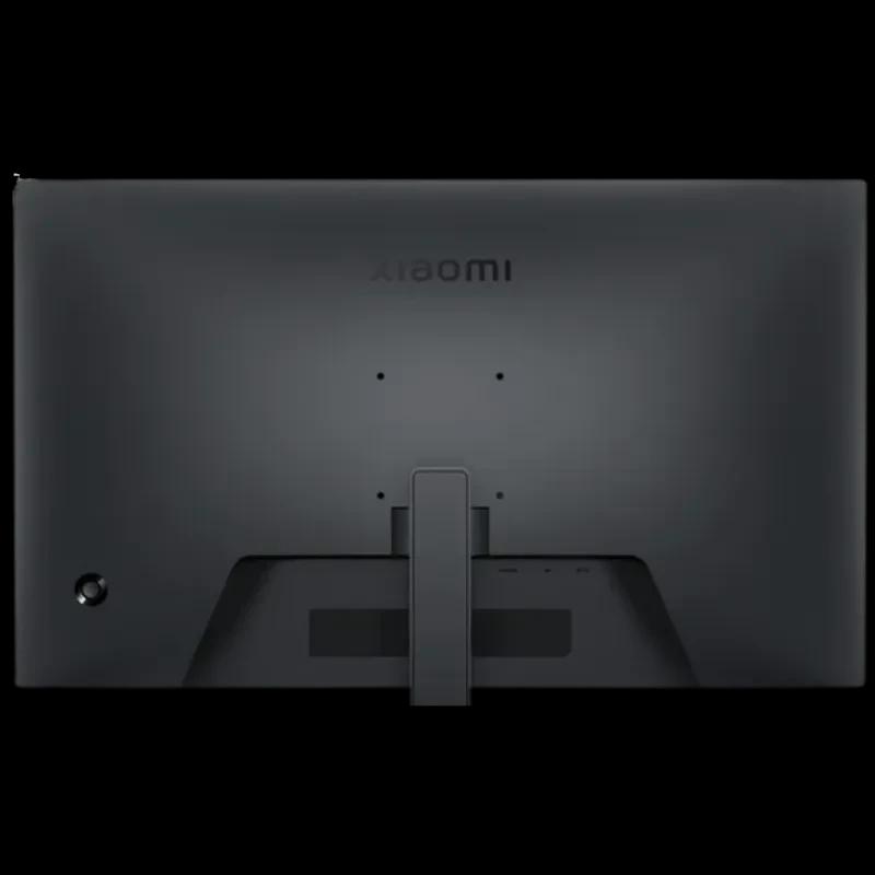 Parte trasera del monitor Xiaomi A24i 23.8 FHD 100Hz IPS con acabado negro mate, soporte central ajustable, orificios VESA y puertos ocultos para cableado