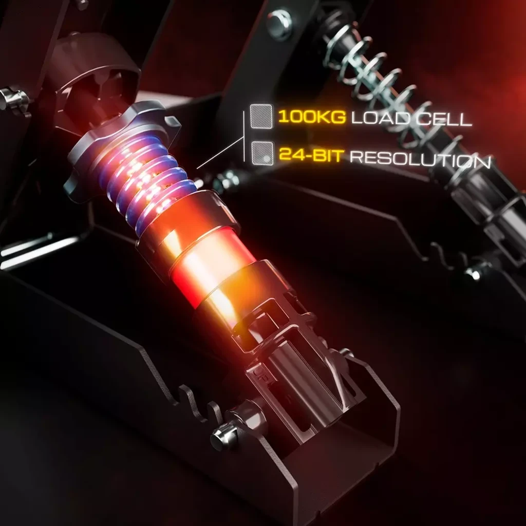 Thrustmaster RACE PEDALS III LC con célula de carga 100 kg y resolución 24 bits; resorte multicolor iluminado y mecanismo metálico robusto para 3 pedales