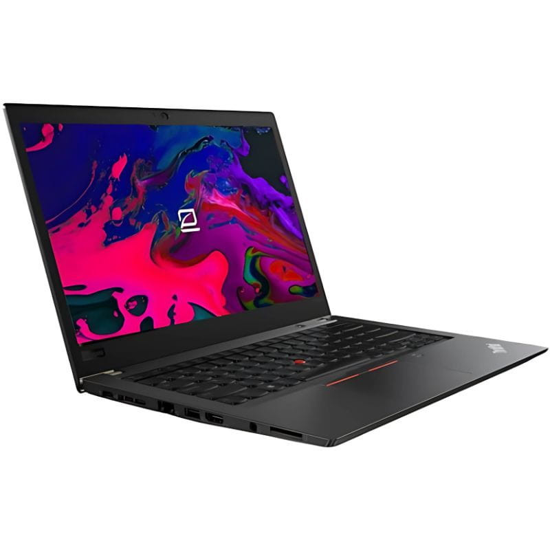 Lenovo ThinkPad T480s 14 pulgadas, chasis negro delgado, teclado QWERTZ con TrackPoint rojo, gran touchpad, múltiples puertos laterales, pantalla con biseles