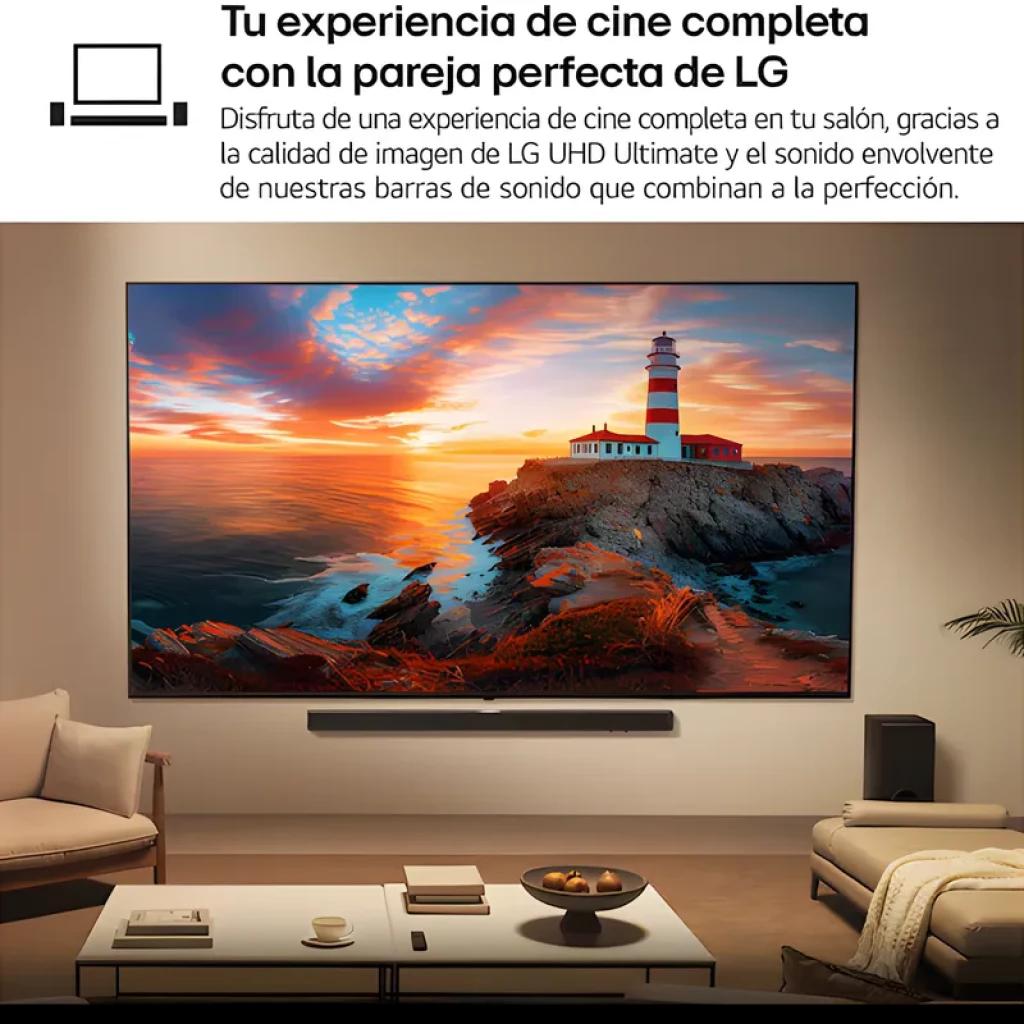 LG 55UA74006LB 55 pouces 4K UHD avec bords fins, pieds écartés, écran large 123,6 cm, profil 6,79 mm, webOS AI, couleurs vives et design moderne