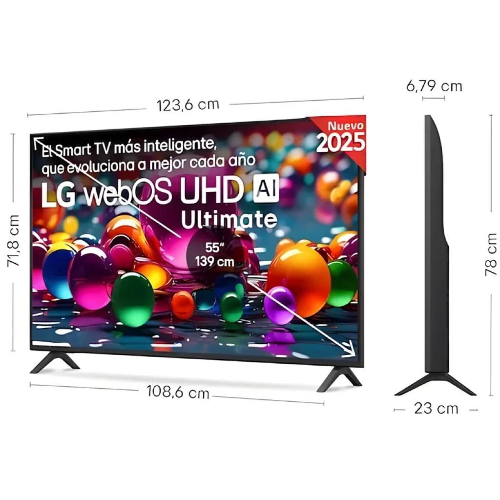 LG 55UA74006LB 55 pouces 4K UHD avec AI, écran plat fin, couleurs vives, contraste élevé, webOS Smart TV, cadre mince, idéal pour films et jeux
