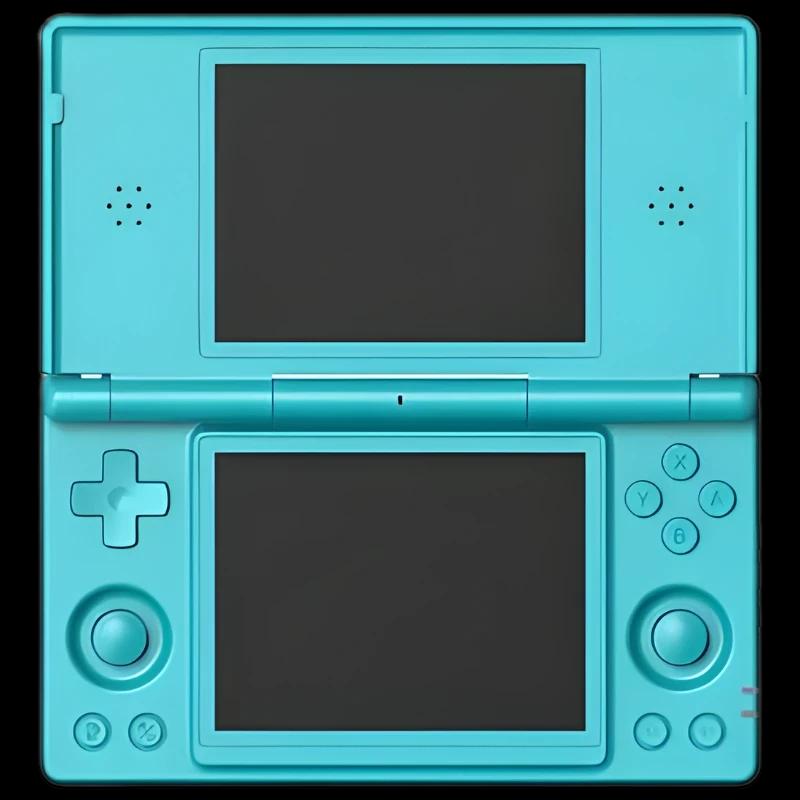 Anbernic RG DS Azul Turquesa - Consola retro com design dobrável, duas telas, botões ABXY, dois analógicos, direcional em cruz e acabamento preto com detalhe