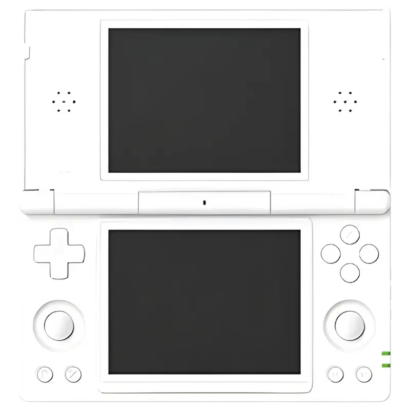 Anbernic RG DS Blanco - Consola retro plegable en color blanco con doble pantalla, cruceta, botones ABXY, dos joysticks y altavoces frontales