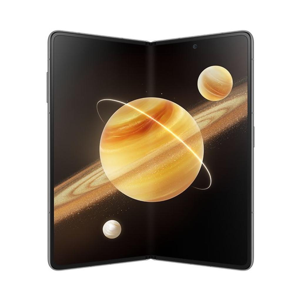 Tela interna dobrável ampla do Honor Magic V3 5G exibindo planetas com cores douradas e pretas, bordas finas e câmera frontal central perfurada