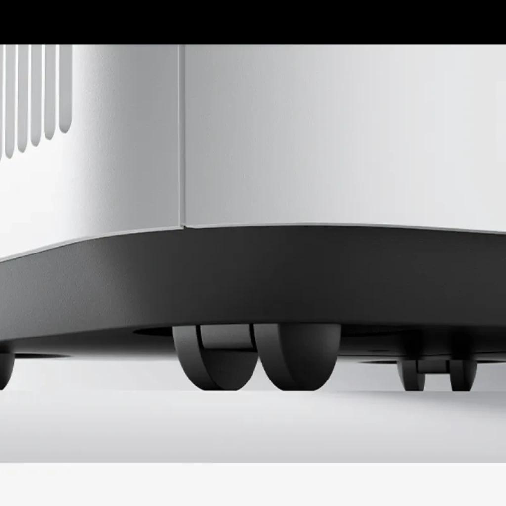 Base do Mijia Smart Air Purifier Max com rodas integradas para mobilidade e grelhas de ventilação laterais