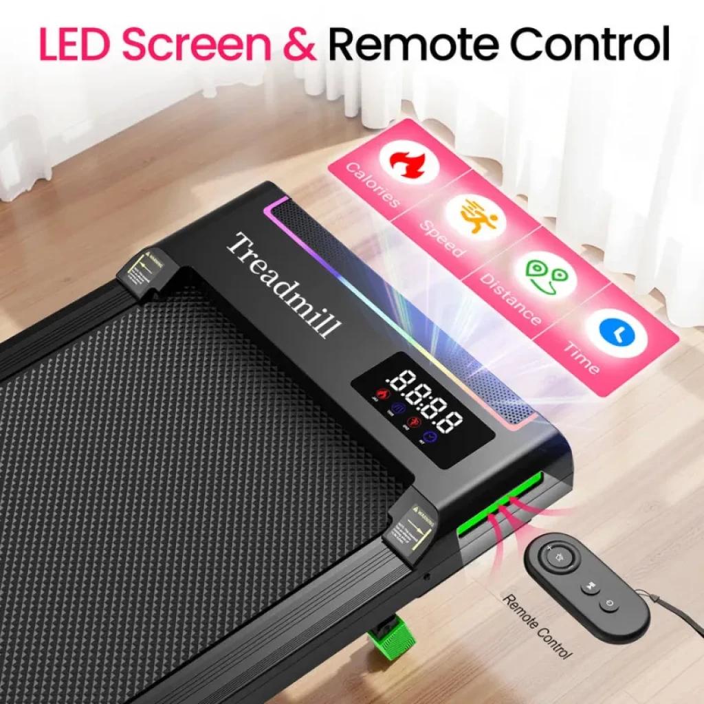 Akluer P03B con control remoto - Cinta de correr plegable con pantalla LED, control de velocidad, calorías, distancia y tiempo; superficie antideslizante