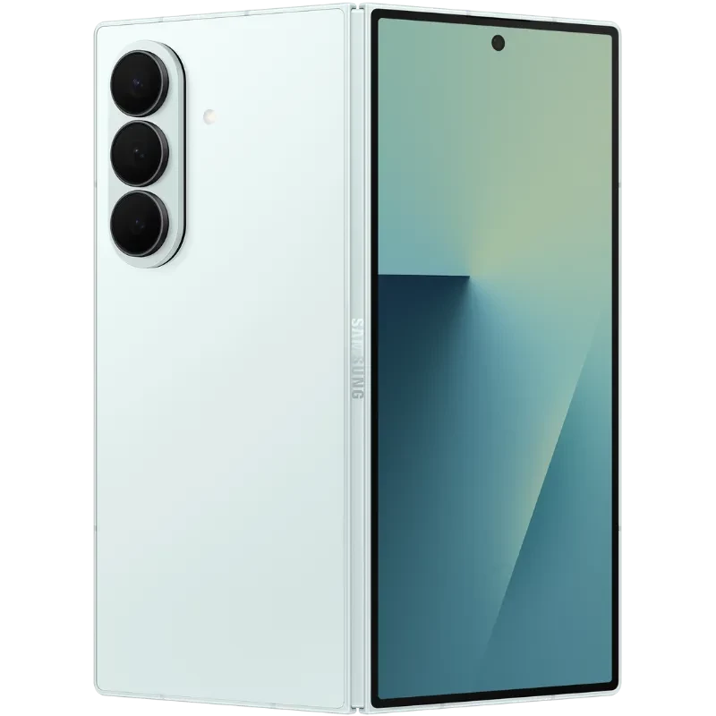 Samsung Galaxy Z Fold7 5G vert menthe, écran pliable bord à bord, triple caméra arrière verticale, finition mate élégante, 12 Go RAM, 256 Go stockage