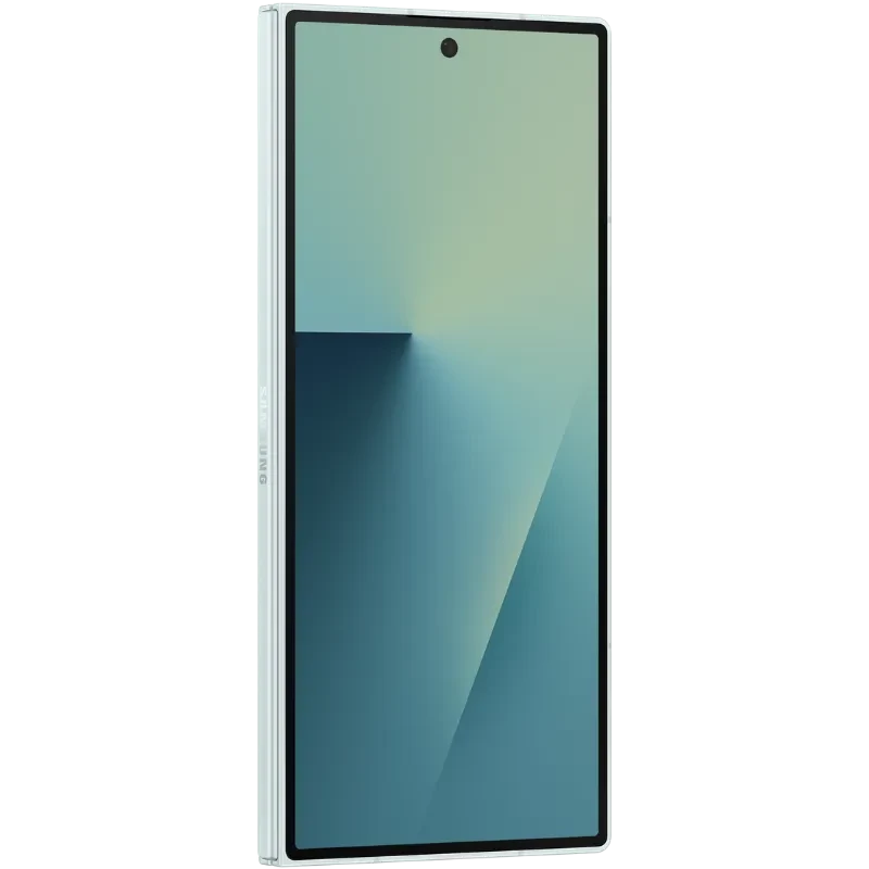 Samsung Galaxy Z Fold7 5G vert menthe, écran externe large avec poinçon centré, bords fins et design angulaire élégant, finition mate moderne