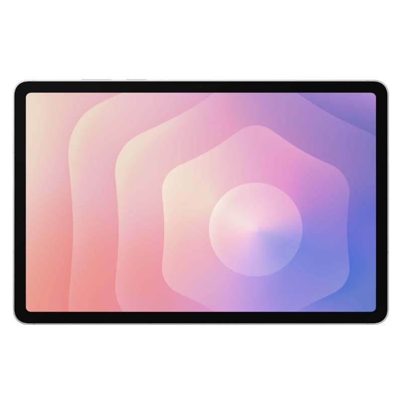 Samsung Galaxy Tab S11 11 polegadas, tela ampla com bordas finas, acabamento prateado elegante; visual clean em tons pastel no display