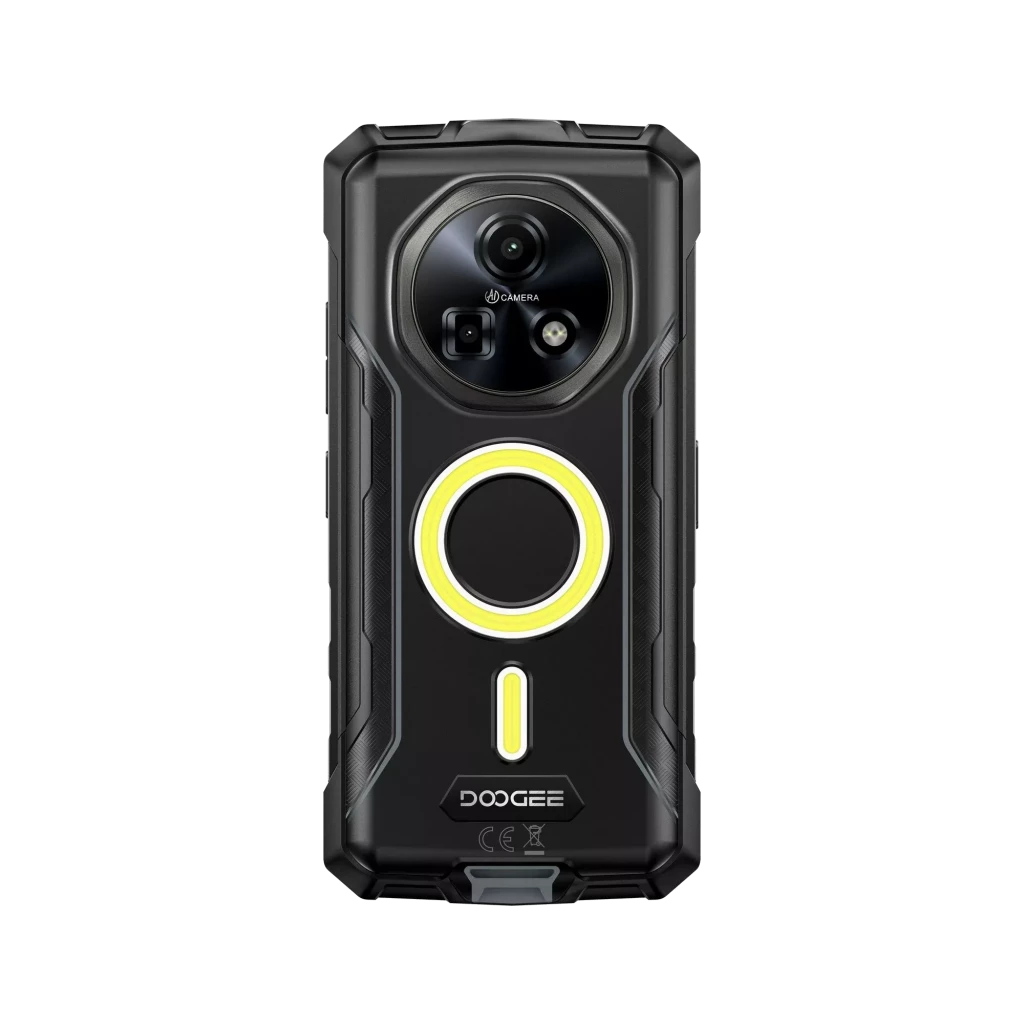 Lateral del Doogee Fire 5 Ultra gris: marco robusto con tornillos visibles, botones alargados y diseño rugerizado con borde negro antideslizante