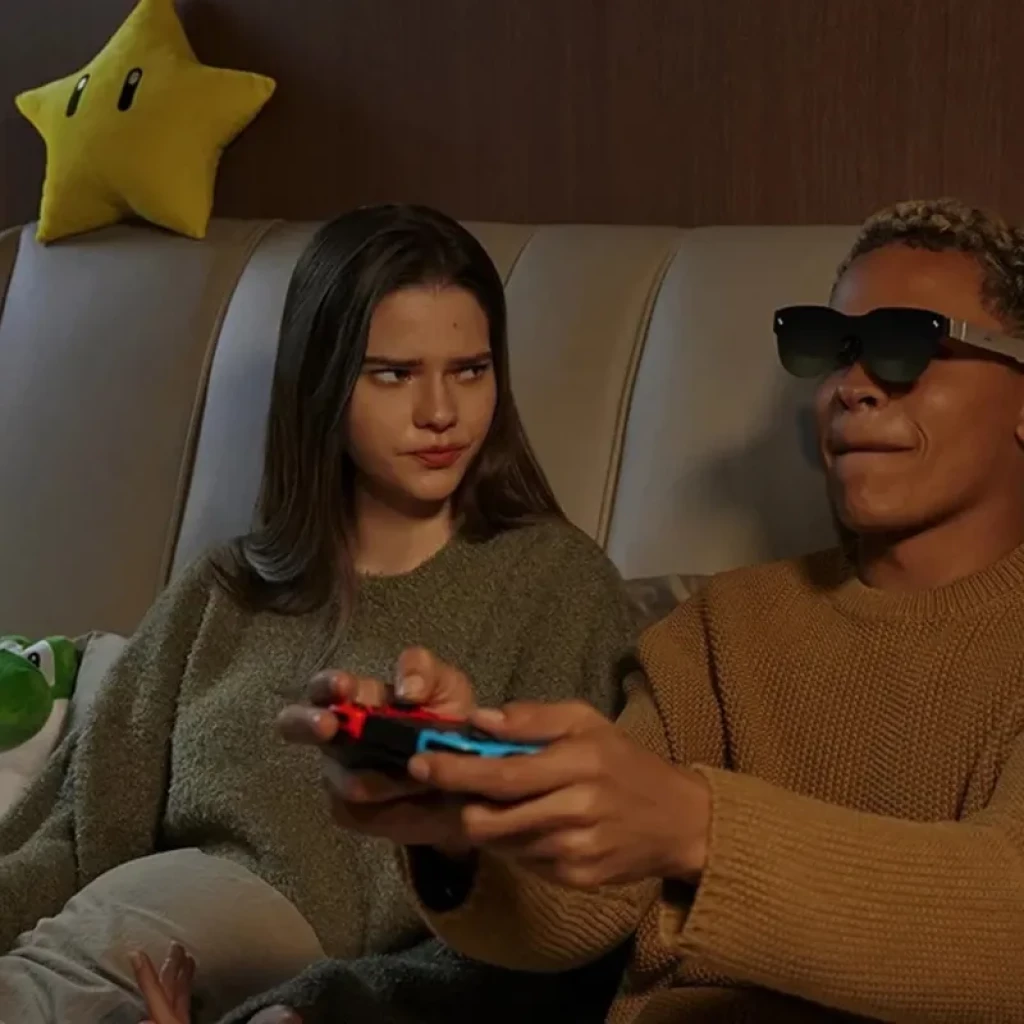 Eyepiece AR RayNeo Air 3s lunettes AR FHD 120 Hz au design noir élégant, monture légère couvrante, verres larges pour immersion et confort prolongé