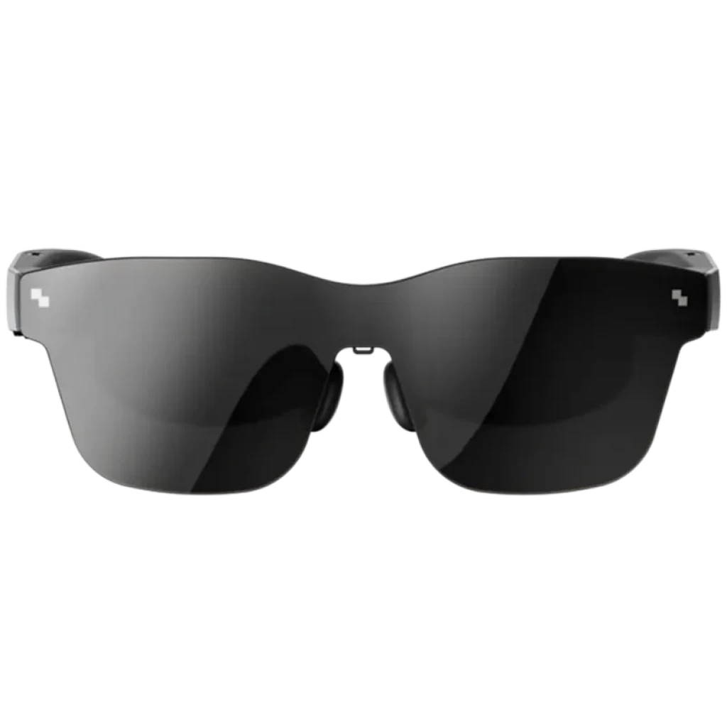 Eyepiece AR RayNeo Air 3s lunettes AR FHD 120 Hz au design sport, verres noirs enveloppants sans monture apparente, branches épaisses intégrant l