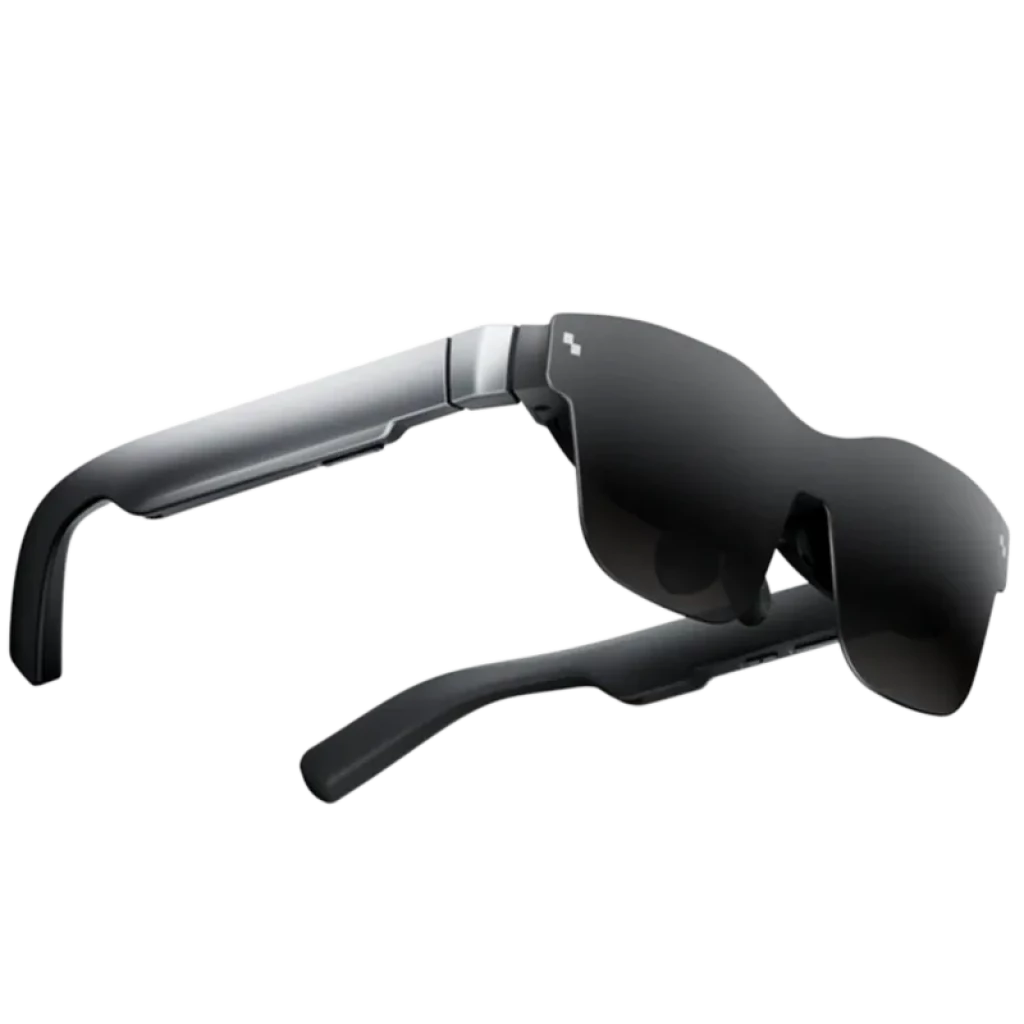 Eyepiece AR RayNeo Air 3s Lunettes AR FHD 120 Hz avec écran sombre incurvé, monture noire légère, branches ergonomiques et design futuriste aérodynamique