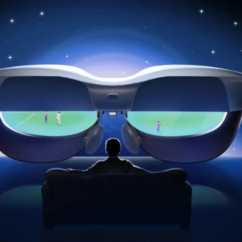 Eyepiece AR RayNeo Air 3s – Lunettes AR FHD 120 Hz, double écran immersif type cinéma, monture noire élégante, coussinets nez confort, vision panoramique