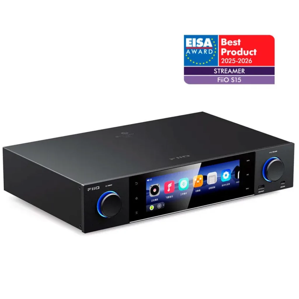 FiiO M15S Reproductor Hi-Res de Audio Digital DAP con panel trasero: salidas XLR balanceadas, RCA, USB, ranura microSD, LAN y tomas de alimentación