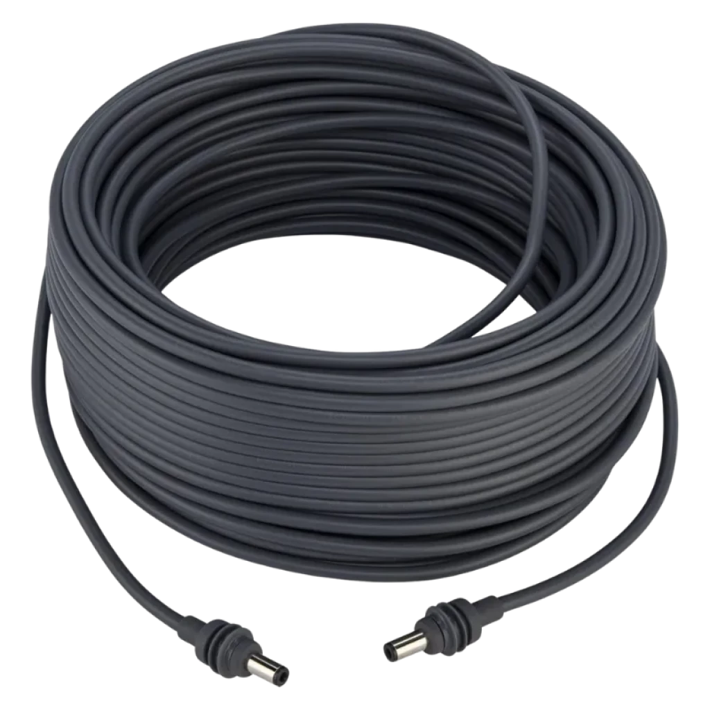 Cable de alimentación DC gris de 30 m para Starlink Mini, diseño enrollado, grosor uniforme y conectores cilíndricos en ambos extremos para instalación