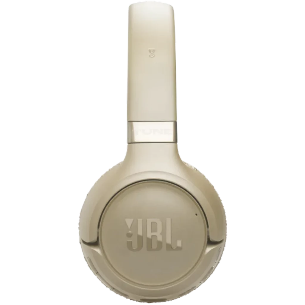 JBL Tune 680NC Beige, auriculares supraaurales plegables con copa redonda, diadema acolchada y logo JBL en relieve; diseño minimalista y elegante con ANC