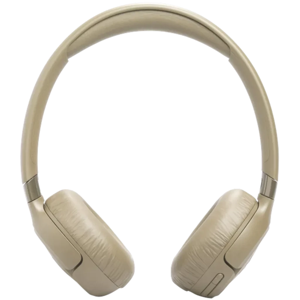 JBL Tune 680NC Beige auriculares supraaurales con diadema acolchada, almohadillas suaves y controles en la copa; diseño plegable y acabado mate elegante