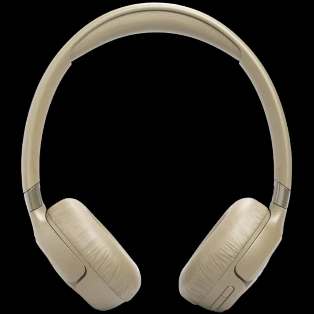 JBL Tune 680NC Beige auriculares supraaurales con diadema acolchada, almohadillas suaves y controles en la copa; diseño plegable y acabado mate elegante
