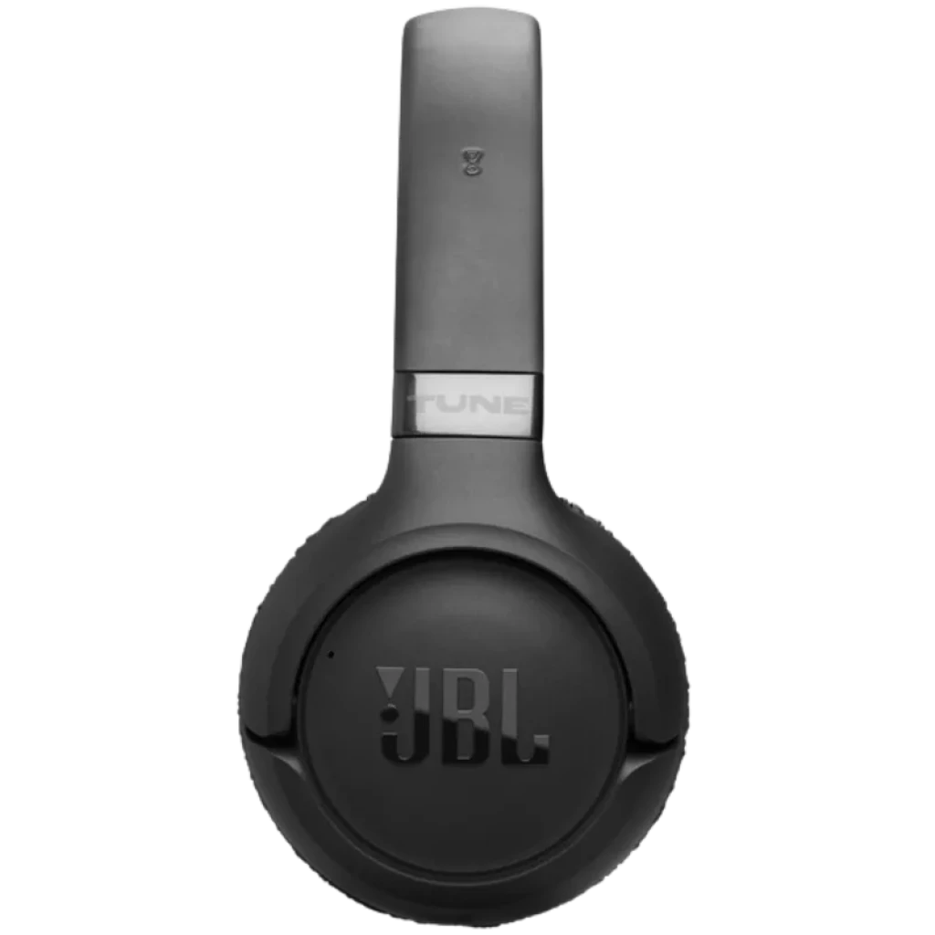JBL Tune 680NC Noir, casque supra-auriculaire sans fil avec arceau mat, coques rondes logo JBL en relief et finitions noires, design pliable élégant