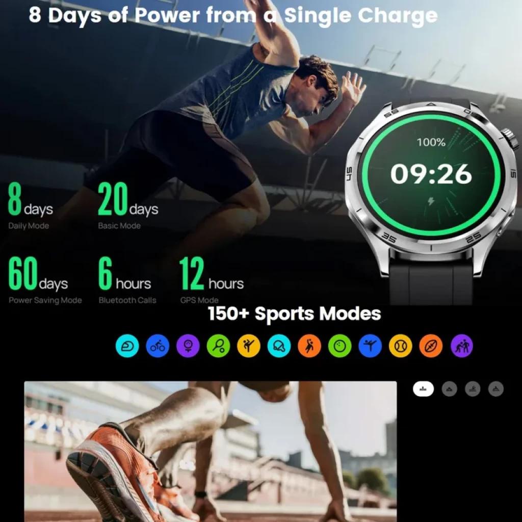 Mibro Watch GT Leather Black con pantalla AMOLED 1,43” 60 Hz y 600 nits; diseño deportivo, batería de larga duración y más de 150 modos deportivos