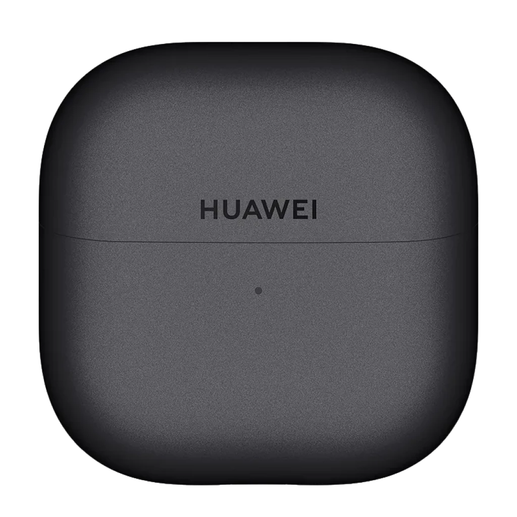 Estuche de carga negro con logo HUAWEI centrado y luz LED frontal para Huawei FreeClip 2