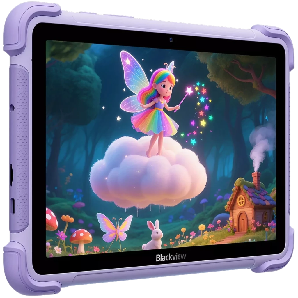 Blackview Link 1 Kids 4GB/64GB lila con funda protectora robusta, pantalla amplia con biseles gruesos y cámara frontal; ideal para niños, 5000 mAh