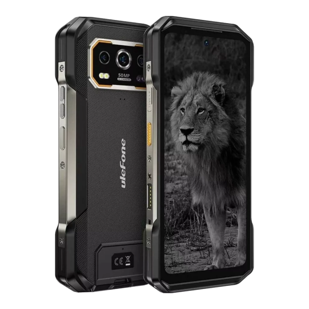 Ulefone Armor 27T Plus preto robusto com moldura metálica, ecrã grande, câmara tripla 50MP com módulo FLIR térmico e botões laterais reforçados