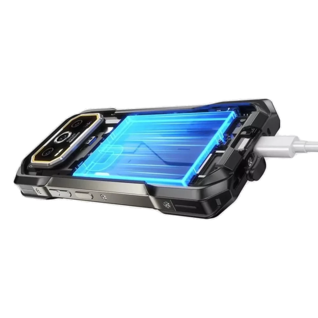 Ulefone Armor 27T Plus preto robusto com módulo exposto, porta USB-C conectada e destaque para câmara térmica FLIR e design resistente industrial