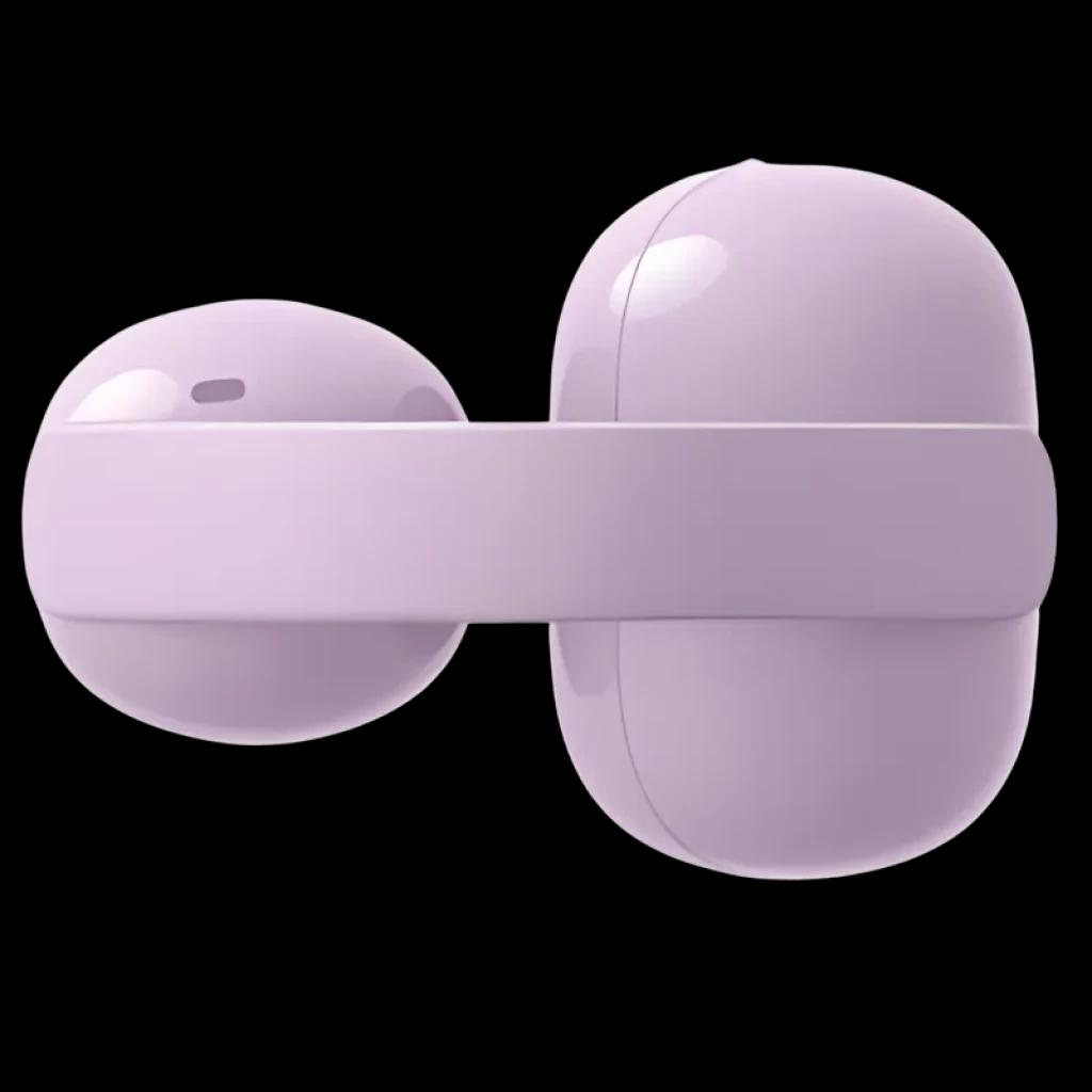 Sony LinkBuds Clip WF-LC900 Lavanda, auricular TWS open-ear em lavanda, design clip lateral, formato arredondado brilhante, compacto e leve