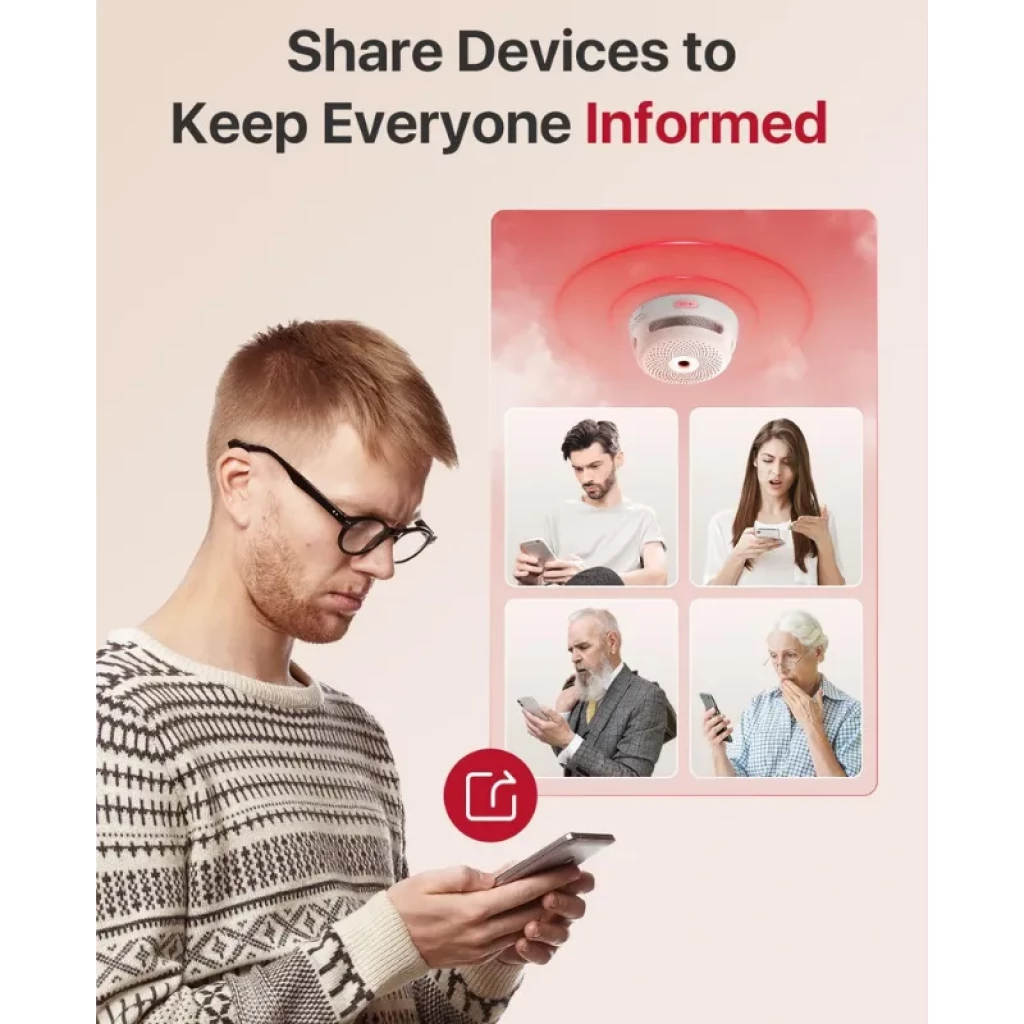 Alarma LED roja y notificaciones móviles compartidas para varios usuarios